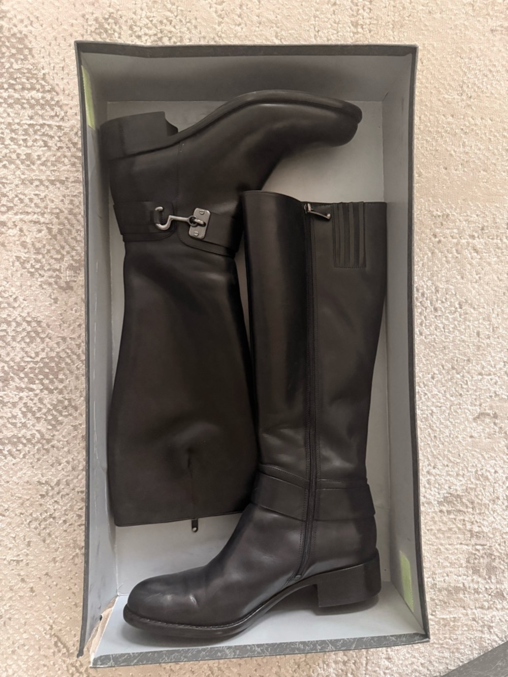 Via Spiga Black Leather Over-the-Knee Riding Boots
